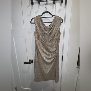 Lauren Ralph Lauren Metallic Gold Cocktail/Midi Dress (Size 10)